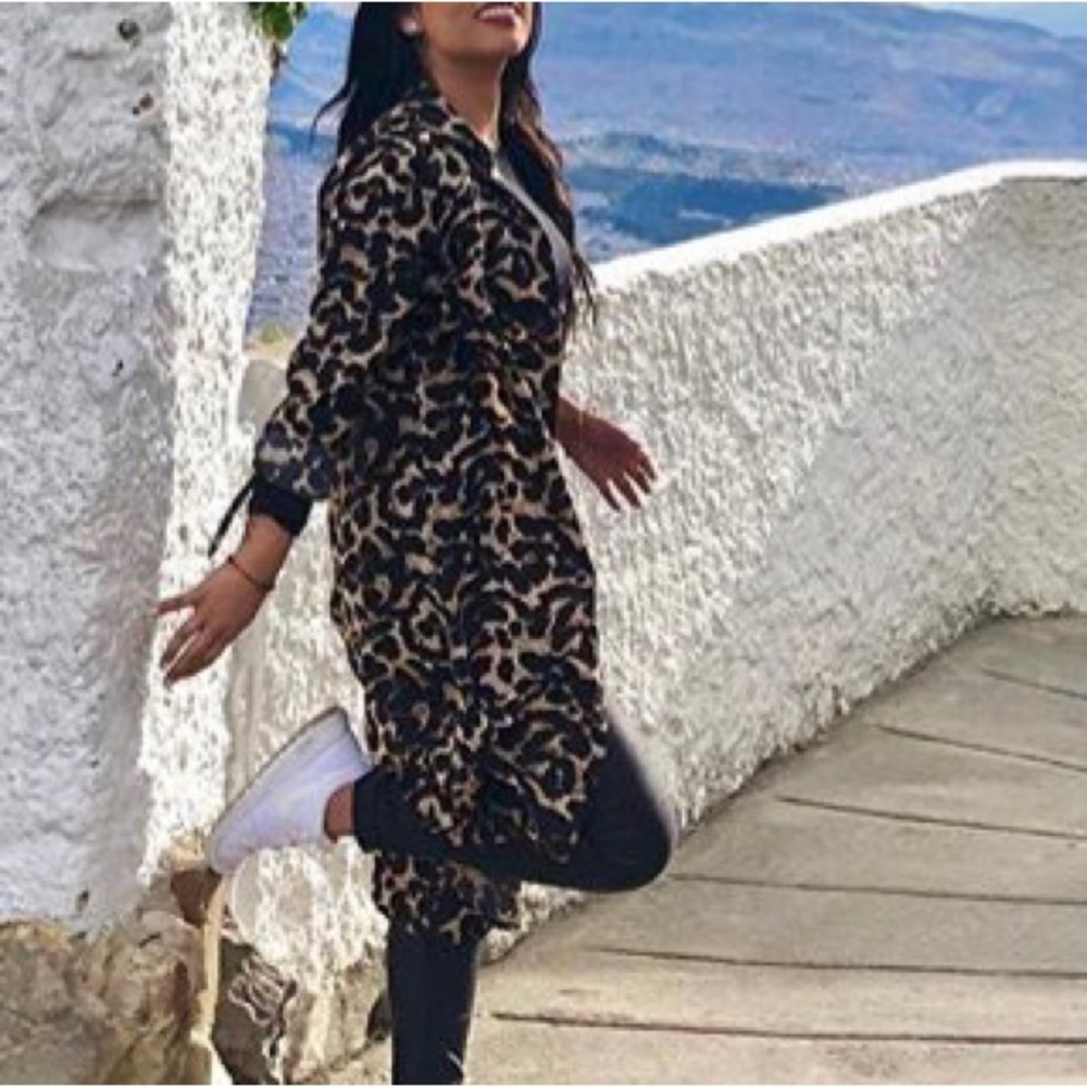 Cheetah print high low dress/ coat (s)